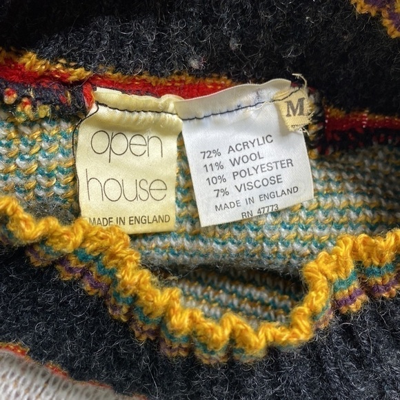 Vintage Open House Sweater Acrylic Wool Blend Sweater Made In England Medium - Picture 3 of 5
